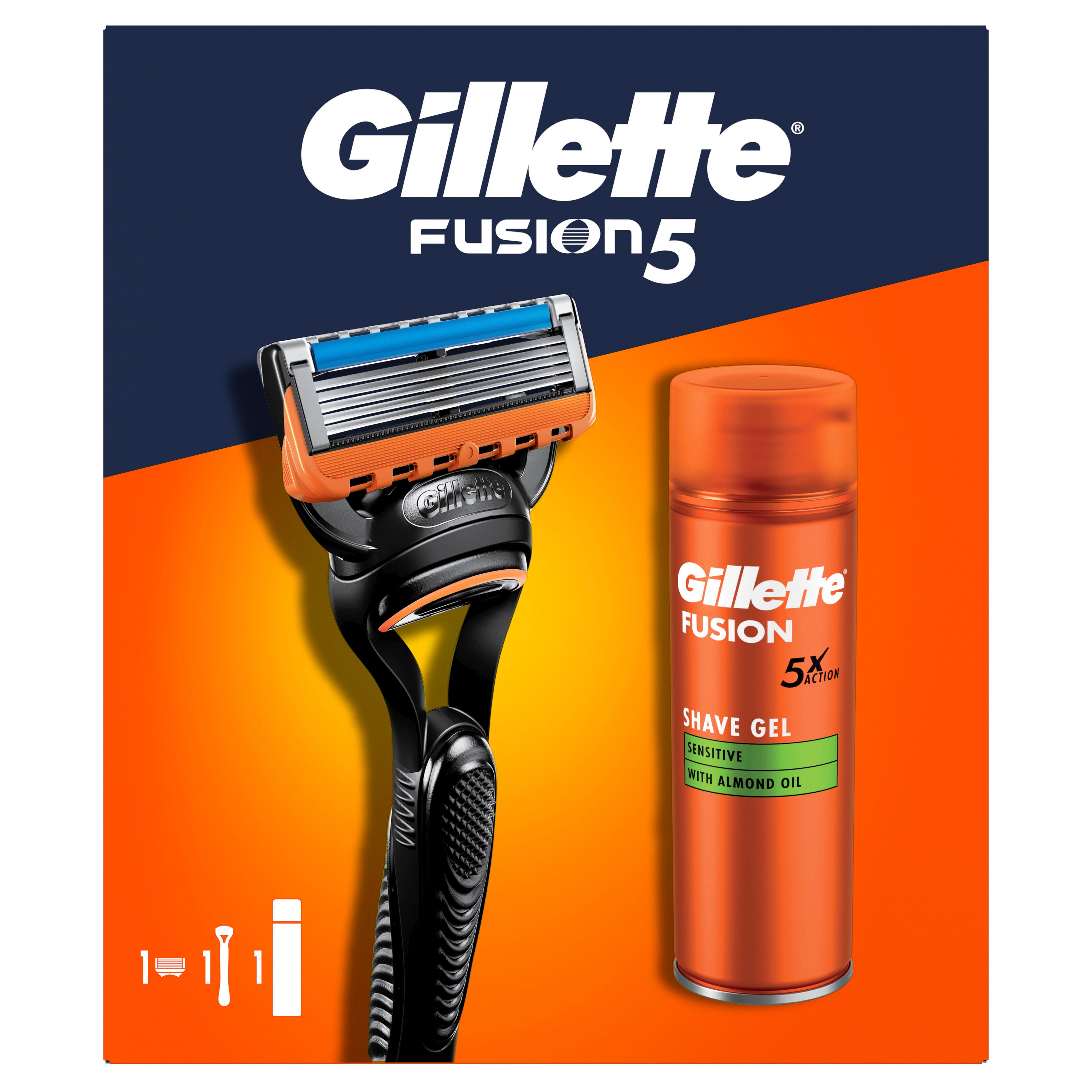 Gillette zestaw: Maszynka Fusion5 + Żel do golenia Fusion Sensitive 200ml