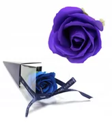 Sztuczne kwiaty - PACHNĄCA RÓŻA MYDLANA 40cm NA prezent w pudełku NIEBIESKA walentynki kobiet - miniaturka - grafika 1