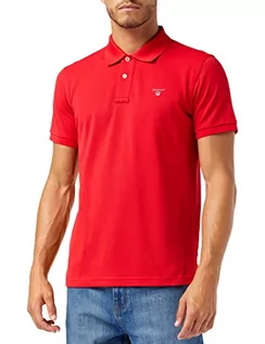 Koszulki męskie - GANT Oryginalna męska koszulka polo Pique SS Rugger, Bright Red, S - grafika 1