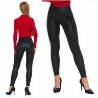 Legginsy - Eleganckie LEGGINSY DAMSKIE GETRY w imitujące skórę Wysoki Stan MORAJ XL - miniaturka - grafika 1