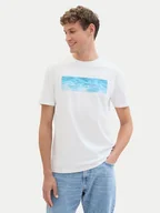 Koszulki męskie - Tom Tailor Denim T-Shirt 1042045 Biały Regular Fit - miniaturka - grafika 1