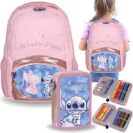 Zestawy szkolne - DISNEY Stitch ZESTAW SZKOLNY dla dziewczynki: usztywniany PLECAK + PIÓRNIK z wyposażeniem, WYPRAWKA SZKOLNA - miniaturka - grafika 1