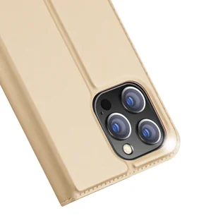 Dux Ducis Skin Pro kabura etui pokrowiec z klapką iPhone 14 Pro Max złoty - Etui i futerały do telefonów - miniaturka - grafika 3