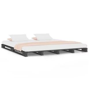 Lumarko Rama łóżka, szara, 150x200 cm, lite drewno sosnowe, King Size - Łóżka - miniaturka - grafika 3