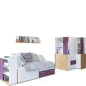 Zestawy mebli dla dzieci - Zestaw Mebli Młodzieżowych 5 Hey MebloCross Dąb Artisan / Biały Mat / Żółty - miniaturka - grafika 1