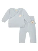 Bluzy i sweterki niemowlęce - Steiff 2-częściowy zestaw w kolorze błękitnym - miniaturka - grafika 1