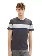 Koszulki męskie - TOM TAILOR Colourblock T-Shirt męski, 10899 - Tarmac Grey, XL - miniaturka - grafika 1