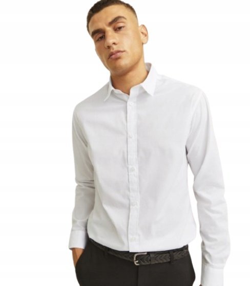 JJ REBEL MĘSKA KOSZULA BIAŁA Z DŁUGIM RĘKAWEM ELEGANCKA L J_A