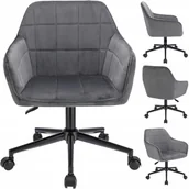 Fotele i krzesła biurowe - Wygodny fotel obrotowy, welur, Milano, szary na czarnej stopie - miniaturka - grafika 1