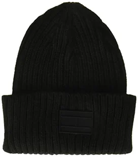 Tommy Hilfiger Męska czapka beanie z prążkowanymi mankietami, czarny, jeden rozmiar - Czapki damskie - miniaturka - grafika 1