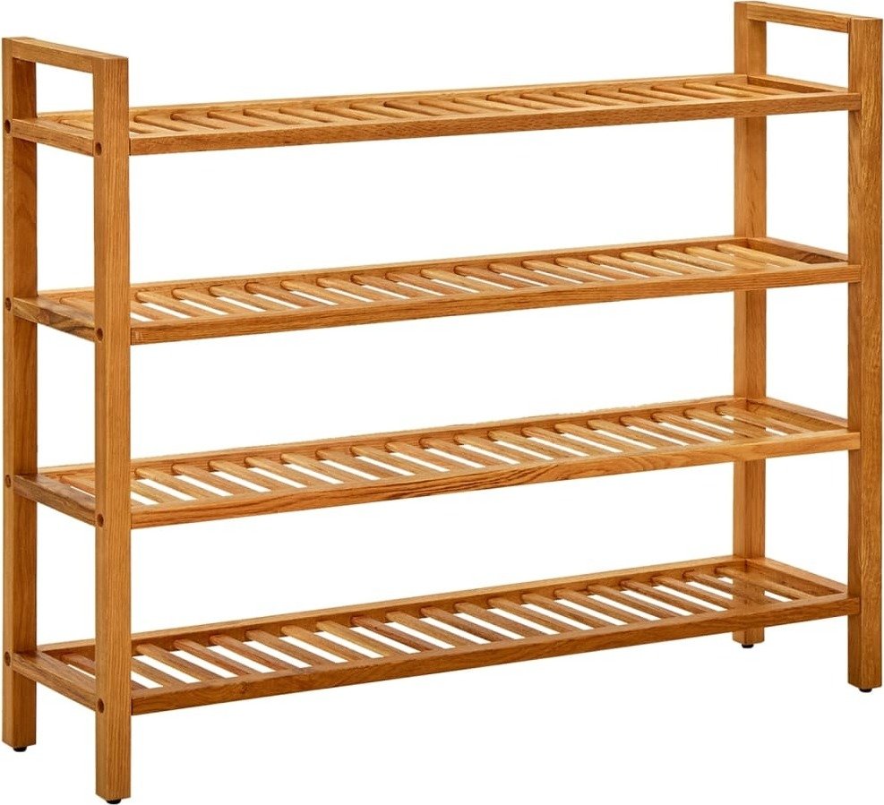 Stojak na buty z 4 półkami 100x27x80 cm lity dąb
