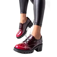 Półbuty damskie - S. BARSKI Lakierowane Półbuty S.BARSKI czerwone - miniaturka - grafika 1