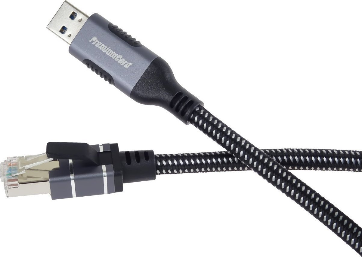 Kabel USB PremiumCord PremiumCord Ethernetový kabel USB3.2 na LAN RJ45 10/100/1000, 2m