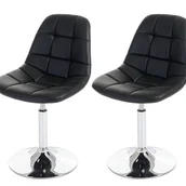 Krzesła - Zestaw 2 krzeseł do jadalni HWC-A60, krzesło obrotowe, chrom ~ sztuczna skóra, czarny - miniaturka - grafika 1