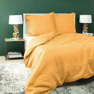 Dekoria pl pl Komplet pościeli lnianej Linen 220x200cm yellow 220 x 200 cm 2 poszewki 70 x 80 cm 763-159-13 - Pościel - miniaturka - grafika 1