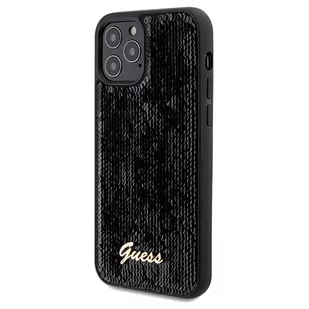 Guess GUHCP12MPSFDGSK iPhone 12/12 Pro 6.1" czarny/black hardcase Sequin Script Metal - Etui i futerały do telefonów - miniaturka - grafika 1