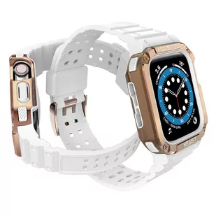 Protect Strap Band opaska z etui do Watch 7 / 6 / 5 / 4 / 3 / 2 / SE (41 / 40 / 38mm) obudowa pancerny pokrowiec na zegarek biały - Etui i futerały do telefonów - miniaturka - grafika 3