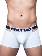 Majtki męskie - Supawear - Bokserki męskie - SUPAWEAR Ribbed Slashed Trunk White - Białe - 1 x rozmiar XXL - miniaturka - grafika 1