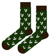 Skarpetki męskie - Skarpety zielone / butelkowa zieleń w buldogi - EM Men's Accessories - miniaturka - grafika 1