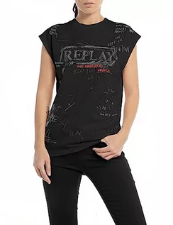 Koszulki i topy damskie - Replay T-shirt damski regular fit, 099 Blackboard, XXS - grafika 1