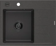 Zlewozmywaki - Mexen Ben zlewozmywak granitowy 1-komorowy z ociekaczem prawy 600 x 500 mm, czarny nakrapiany, syfon czarny - 6523605000-76-B - miniaturka - grafika 1