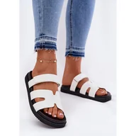 Klapki i japonki damskie - Klapki Damskie Z Rzepem Vinceza 17401 Białe - miniaturka - grafika 1