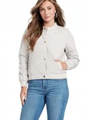 Kurtki damskie - Guess Kurtka Bomber Gładka Pikowana na Napy Beżowa S Gma - GUESS - miniaturka - grafika 1