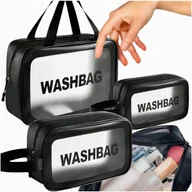 Kosmetyczki, organizery i kuferki - 3X Kosmetyczka Turystyczna Podróżny Zestaw Kosmetyczek Przezroczysta Zamek - miniaturka - grafika 1