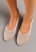 Baleriny - Ciemnobeżowe Wsuwane Balerinki z Płaską Podeszwą Neliara - miniaturka - grafika 1