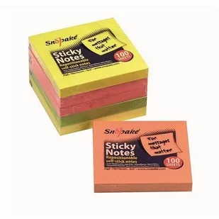 Snopake Karteczki samoprzylepne 76x76 neon 100 mix - - Szkolne artykuły papiernicze - miniaturka - grafika 1