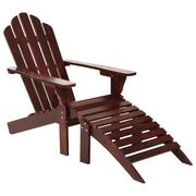 Fotele i krzesła ogrodowe - vidaXL Fotel ogrodowy z podnóżkiem, drewniany, brązowy - miniaturka - grafika 1
