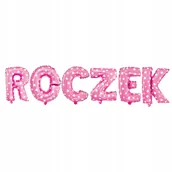 Baby shower i roczek - Balony Foliowe Napis Roczek Różowe Dla Dziewczynki - miniaturka - grafika 1