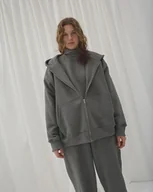 Bluzy damskie - Bluza Restful graphite z kapturem na zamek - miniaturka - grafika 1