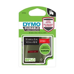 Dymo D1 1978366, 12mm x 3 m, biały druk / czerwony podkład, permanentní vinylová, taśma oryginalna - Papier do drukarek - miniaturka - grafika 2
