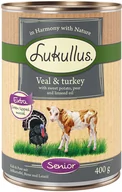 Mokra karma dla psów - Lukullus Naturkost Senior 6 x 400 g Indyk i cielęcina - miniaturka - grafika 1