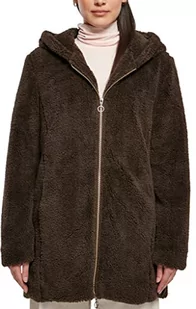 URBAN CLASSICS damska kurtka z kapturem Sherpa, normalny krój, długi rękaw, 2 kieszenie boczne, 100% poliester, kolory : czarny, beżowy, rozmiary: XS - XL, br?zowy, 5XL - Kurtki damskie - miniaturka - grafika 1