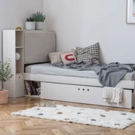 Komody dla dzieci - Łóżko river z zagłowiem tapicerowanym i regałem 90x200 cm - miniaturka - grafika 1