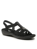 Sandały damskie - Rieker Sandały 60806-00 Czarny - miniaturka - grafika 1