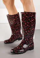 Kalosze damskie - Czarne Kalosze Ozdobione Kwiatami Olivorie - miniaturka - grafika 1