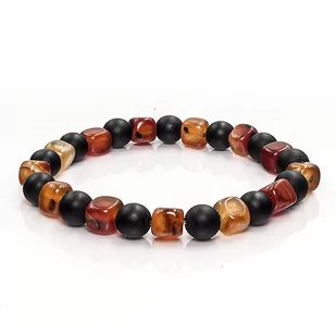 Bransoletka koraliki w kolorze pomarańczowo-czarnym EM 51 - EM Men's Accessories - Bransolety męskie - miniaturka - grafika 1