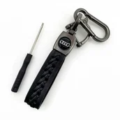 Breloki - Brelok Do Kluczy Samochodowy Audi Metalowy Skóra Breloczek skórzany warkocz - miniaturka - grafika 1