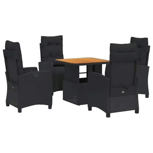 Zestaw mebli ogrodowych rattan PE 4 krzesła + stół; czarny; wymiary 57x6