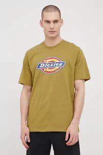 Koszulki męskie - Dickies t-shirt bawełniany kolor zielony z nadrukiem - grafika 1