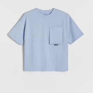 Koszulki dla chłopców - Reserved - T-shirt oversize z nadrukiem - Niebieski - grafika 1