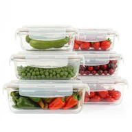 Pojemniki kuchenne - 6x Pojemnik na żywność szklany zestaw pojemniki szklane do żywności lodówki - miniaturka - grafika 1