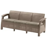 Sofy ogrodowe - Allibert Sofa 3osobowa Curver Corfu Love Seat Max brązowa cappucino 227641 - miniaturka - grafika 1