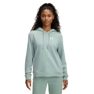 Damska bluza dresowa nierozpinana z kapturem Under Armour UA Rival Terry Hoodie - zielona - Bluzy damskie - miniaturka - grafika 1