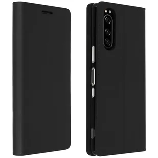 Avizar Folio z prawdziwej skóry Sony Xperia 5 z uchwytem na kartę Podstawka wideo w kolorze czarnym - Etui i futerały do telefonów - miniaturka - grafika 1