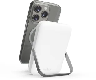 PURO Stand Power Mag, 5000 mAh, Lithium Polymer LiPo, Wireless charging, 5 V, Silver, White - Powerbanki - miniaturka - grafika 1