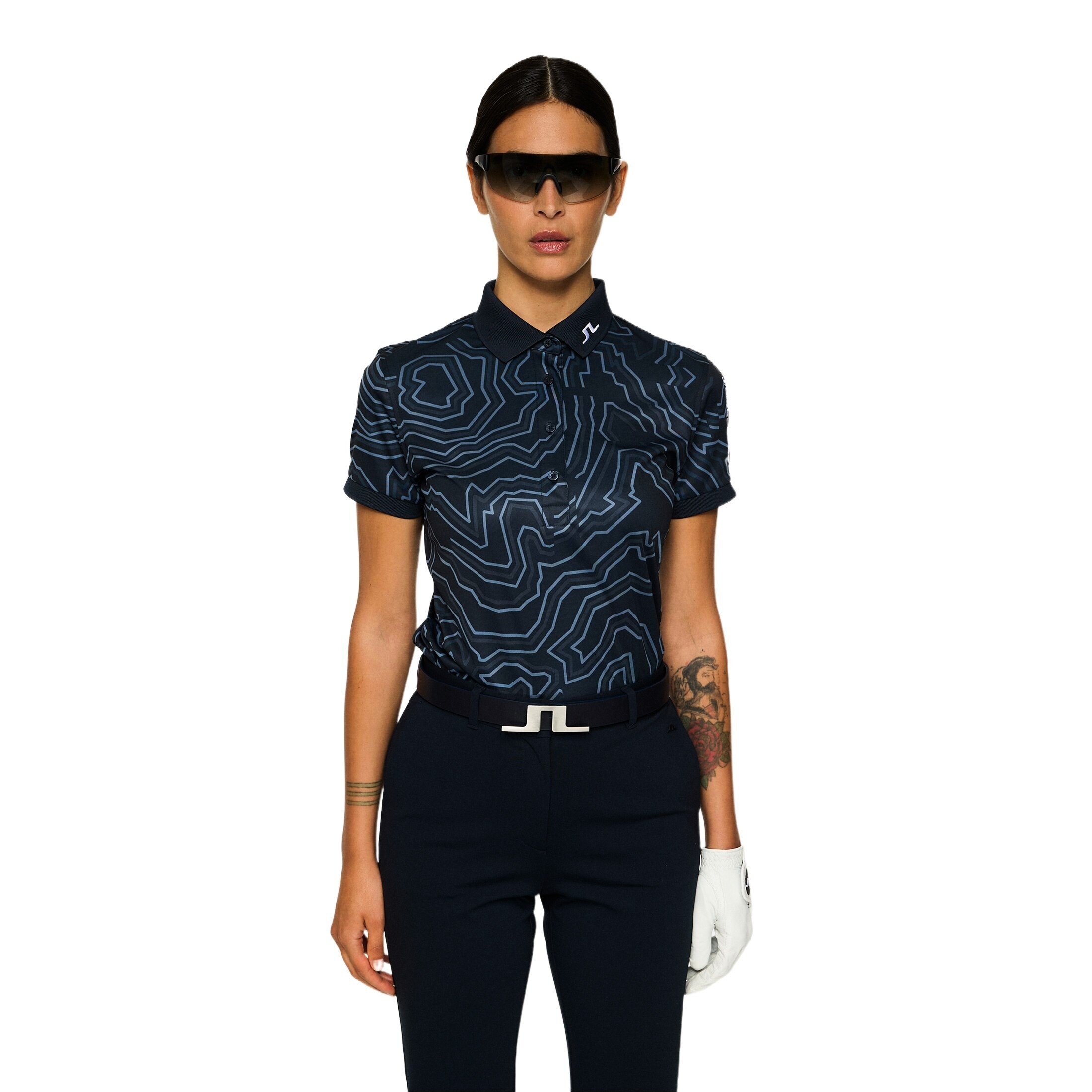 Koszulka damska J.Lindeberg Tour Tech Print Polo Topo Navy M